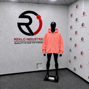 Sudadera con capucha rosa coral con pedrería, estilo oversize, streetwear, con cremallera completa, informal, unisex, de moda, al por mayor - Product Image 3