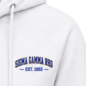 Sigma Gamma Rho <b>Women's</b> University Half <b>Zip</b> <b>Hoodie</b> <b>White</b> Greek Sorority Graphic Pullover Casual Campus Fashion Custom Streetwear - Product Image 3