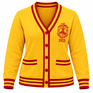 PDK Ladies Long Sleeve Knit <b>Cardigan</b> <b>with</b> Decorative Embroidered Emblem Front Patch <b>Pockets</b> and Ribbed Hem for <b>Women</b> Casual - Product Image 3
