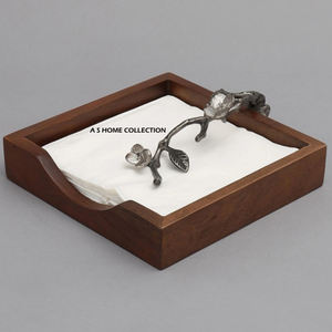 Porta Servilletas Premium de Madera Maciza y Aluminio con Forma Cuadrada de la Más Alta Calidad para Uso en Mesa - Product Image 1