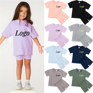 OEM 2026 Two Pieces Clothing <b>Sets</b> Cotton T-shirt Shorts <b>Sets</b> logo Summer Wear Shorts Two Pcs <b>Sets</b> - Product Image 1