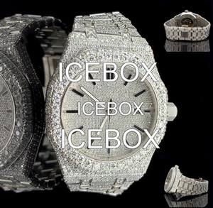 Montre pour homme de luxe style Hip Hop avec diamants Moissanite glacés, cadran en verre VS1, bracelet en acier inoxydable avec fermoir, étanche 10 bars - Product Image 3