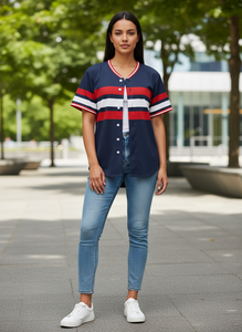 Camiseta de Béisbol y Sóftbol Retro Personalizada, Uniforme Transpirable con Números y Nombre del Equipo Impresos por Transferencia de Calor, Cuello en V Corto, Secado Rápido 100% - Product Image 5