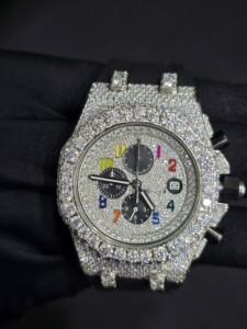 Reloj de Lujo para Hombre, de Acero Inoxidable, con Cristales de Imitación, Cronógrafo de Cuarzo, 41 mm, Analógico, con Números Romanos, Correa de Goma, Cierre de Mariposa, para Niños - Product Image 1