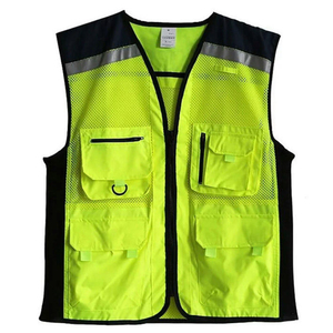 High Visibility <b>Safety</b> Vest Reflective Strips Multi Pocket Breathable Mesh Zipper Closure Workwear <b>Roadway</b> Vest - Product Image 4