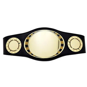 GLOWING NEON INDUSTRY Gn395 Custom Sporty Wrestling Championship Belt Black PU Leather Gold <b>Plate</b> Buckle Alloy Decorative Unisex - Product Image 2