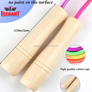 Corde à sauter couleur arc-en-ciel, corde à sauter réglable avec manche en bois pour les exercices de plein air de fitness pour garçons et filles - Product Image 4