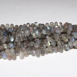 Perles en forme de poire à facettes en labradorite 5*7mm 8 pouces brin de pierre naturelle à coupe latérale pour la fabrication de bijoux - Product Image 1