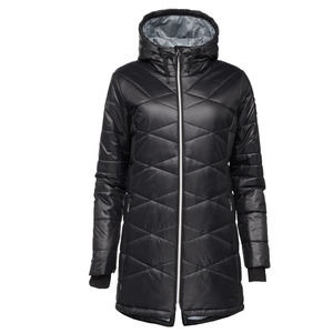 Veste longue matelassée pour femme, design personnalisé, respirante, avec capuche et fermeture éclair, imperméable pour l'hiver - Product Image 1