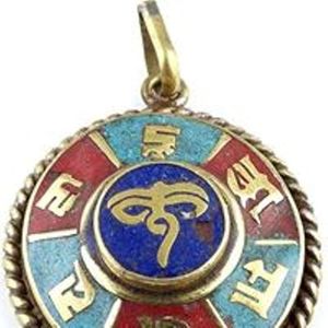 Pendentif tibétain Auspicious Sing en turquoise incrustée - Product Image 2