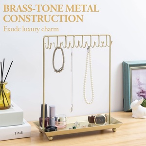 Présentoir à bijoux de luxe en métal avec plateau organisateur multi-crochets pour colliers – Solution de rangement élégante et peu encombrante pour coiffeuse - Product Image 5