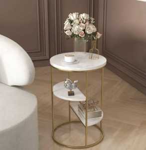 Modern Luxury <b>Black</b> Marble Top Round Side <b>Table</b> 2 Tier Metal End <b>Table</b> <b>Small</b> Coffee <b>Table</b> For Living Room Sofa Nightstand - Product Image 4