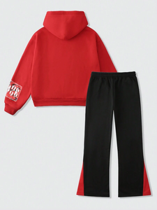 Conjunto Deportivo Casual para Hombre Street Life con Sudadera con Estampado de Letras de Ángel y Pantalones Deportivos, Diseño Otoño/Invierno, Venta al Por Mayor - Product Image 2