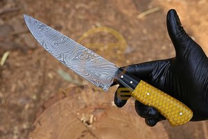 Custom Handmade Damascus Steel Chef <b>Knife</b> in Polished Blade Resin Handle <b>Sharp</b> Straight Edge Right Hand Professional - Product Image 3