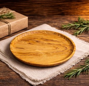 Assiette à dîner classique en bois de manguier poli, écologique, faite à la main, motif uni, 5 pouces, avec logo personnalisé, emballage pour petites apéritives - Product Image 1