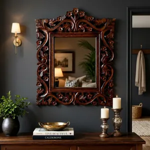 Brown Wall <b>Mirror</b> for Living Room Bedroom Hallway Home Decor Decorative Framed Wall Mounted <b>Mirror</b> - Product Image 4
