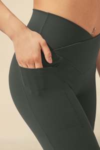 <b>Womens</b> High Waist <b>Flared</b> <b>Leggings</b> Yoga Pants Workout Gym Fitness Activewear Four-Way Stretch Quick Dry Lightweight Pockets - Product Image 5