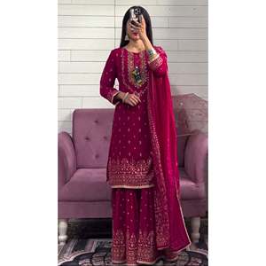 Conjunto de ropa de fiesta para mujer de diseñador con top elegante Dupatta Sharara - Product Image 6