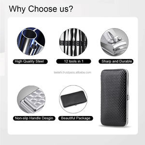 Ensemble professionnel de coupe-ongles pour manucure et pédicure 7 en 1, 12 pièces avec étui de voyage luxueux noir - Product Image 3