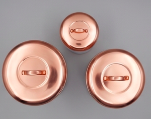 Enamel Food <b>Storage</b> Containers Set With Copper Lids Airtight Round Metal Canisters For Stylish Kitchen <b>Storage</b> Use - Product Image 3