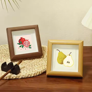 Handmade Fashionable Lightweight Mini Picture <b>Frame</b> Set Creative Rustic Wood Photo Stand Square Gravure Printed Box Home Decor - Product Image 3