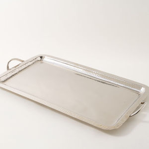 Polished Metal Serving <b>Tray</b> With Handle Solid Finish Residential Use Dishwasher Safe - Product Image 6