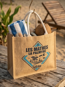 Sac fourre-tout en jute écologique naturel, impression de logo personnalisée, sac promotionnel pour les entreprises, emballage de détail, épicerie - Product Image 2