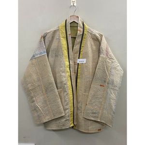 Handmade 100% Cotton Patchwork <b>kantha</b> Kimono <b>Jacket</b> Full Sleeve Shawl Collar Eco-Friendly Women's Wear <b>jacket</b> - Product Image 3