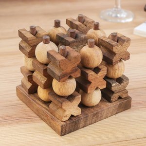 Juego de Tic Tac Toe de Madera, Piezas Geométricas X y O, Decoración Rústica Hecha a Mano para el Hogar, Adorno de Mesa para Sala de Estar, Venta al Por Mayor - Product Image 2