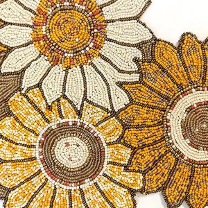 Embroidered Beaded Sunflower <b>Table</b> <b>Runner</b> Floral Rustic Home Decor Washable Hand Wash - Product Image 6