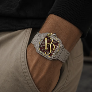 นาฬิกาข้อมือหรู Briva Quartz Square Diamond สีแดงเข้ม ตัวเลขโรมันสีเงิน ขอบหน้าปัดประกายระยิบระยับ กระจกนิรภัย เป็นมิตรต่อสิ่งแวดล้อม ตัวเรือนสแตนเลสสตีล - Product Image 2