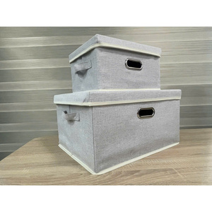 Caja de Almacenamiento Plegable de Tela Beige MA49, 45x35x24cm, 1.3kg, para Organizar Ropa, Juguetes y Accesorios en el Armario o la Sala de Estar - Product Image 1