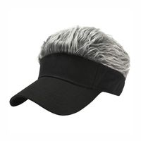 Topi Visor Hitam Uniseks Wig Rambut Abu-abu Pinggiran Melengkung Dapat Disesuaikan Dewasa Kasual Olahraga Empat Musim Kualitas Super