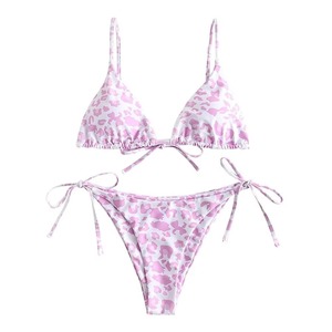 Conjunto de Bikini con Estampado Animal y Escote Pronunciado, Logotipo Frontal, Secado Rápido, Spandex/Nylon, Traje de Baño para Mujer, Venta al Por Mayor, Personalizado - Product Image 1