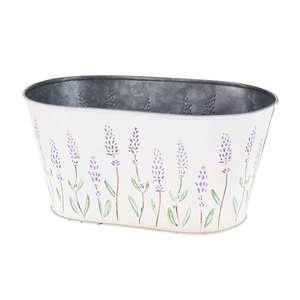 Maceta galvanizada con diseño de flores en relieve, cubo decorativo de hierro, flor de Metal, Di Lis - Product Image 4