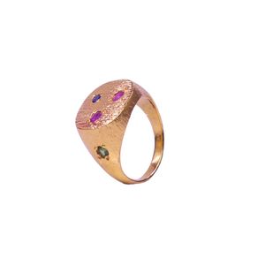 Anillo Clásico de Plata de Ley 925 Chapado en Oro con Rubí y Zafiro Azul para Mujer, Joyería para Bodas - Product Image 1