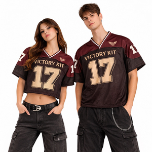 Camiseta de Fútbol Americano Estilo Vintage Personalizada, Unisex, Oversize y Crop Top, Conjunto Victory, Ropa Deportiva Transpirable, Streetwear - Product Image 1