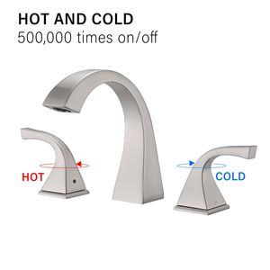 Rubinetto per Lavabo Bagno a 2 Maniglie in Nichel Spazzolato con Scarico per Uso Bagno e Doccia - Product Image 5