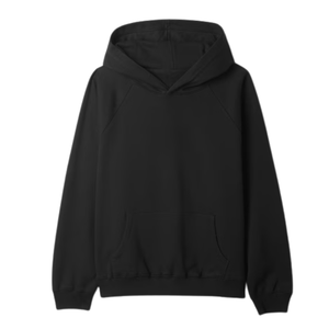 Sudadera con Capucha Unisex Bordada, Color Negro Sólido, Felpa Francesa, Informal, con Bolsillo Delantero, Talla Grande, 100% Algodón Ecológico - Product Image 1
