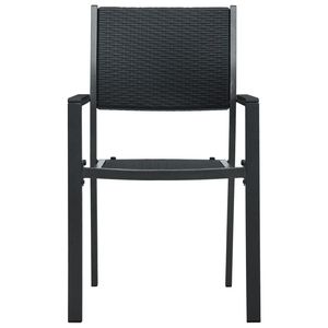 Juego de Comedor de Jardín de Acero con Recubrimiento de Polvo Negro, Vidrio y Plástico - Product Image 5