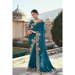 Sari de Novia de Diseñador con Bordado Multicapa, Codificación y Trabajo con Lentejuelas - Product Image 2