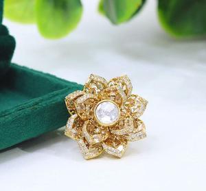 Bague ajustable tendance en laiton plaqué or de haute qualité avec zircon, style ethnique, pour femme, idéale pour les mariages - Product Image 6