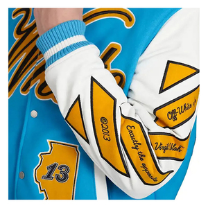 Veste de baseball pour homme, style varsity, avec logo brodé, coupe classique, col rabattu, fermeture à boutons, veste décontractée pour homme - Product Image 6