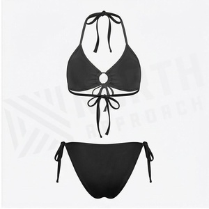 Ensemble de bikini noir à bretelles croisées pour femme North Approach avec bas de maillot à nouer sur les côtés et imprimé logo sur le devant - Product Image 2