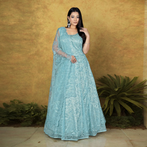 Vestido de Noche con Cristales Naturales y Bordado de Encaje en Toda la Superficie, Silueta Fluida en Línea A para Mujer, Ropa Festiva para Fiestas - Product Image 4