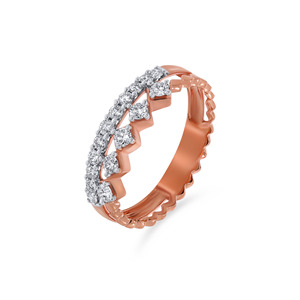 Designer Zigzag Eternity <b>Ring</b> 14K Rose Gold Round Lab Grown Diamond Stackable Wedding Band Fine Jewelry - Product Image 1