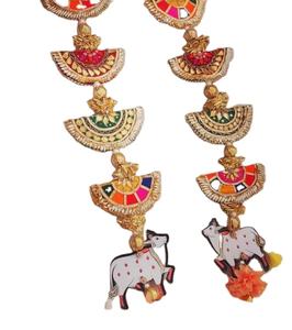 Colorido par de vacas colgantes, telón de fondo colgante, decoración navideña, colgantes decorativos, vacaciones arte indio templo colgante de pared - Product Image 4