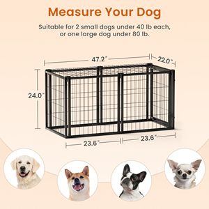 Cuccia per Cani Nera a Tinta Unita 120 cm, Gabbia per Animali Domestici da Interno, Box per Cuccioli con Tetto per Cani di Piccola e Media Taglia 56x61x61 cm - Product Image 5