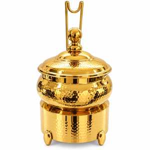Stainless Steel Luxury Gold Hammered Ceramic Non-Stick Casserole <b>Pot</b> with Lid Stand Home Kitchen Cookware - Product Image 1