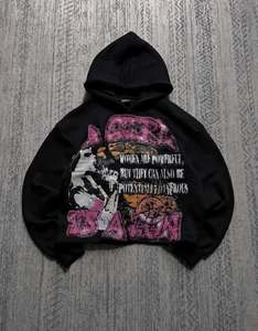 Sweat à capuche léger en coton éponge pour homme, style streetwear, uni, avec impression sérigraphiée et design blanc vieilli - Product Image 1